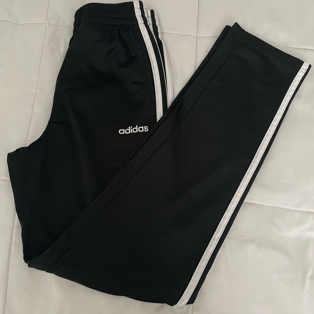 Adidas Kids Black Joggers with White Stripes
